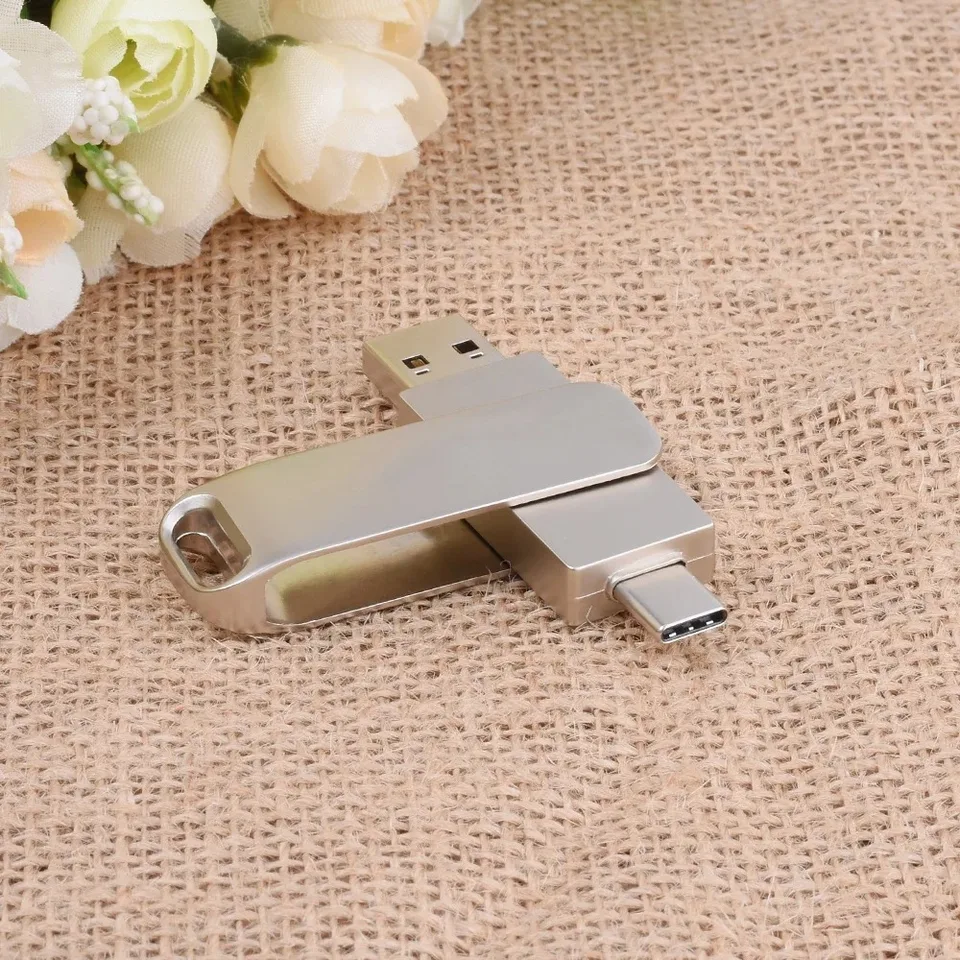 Rotatable Metal Type C USB Flash Drive 128GB