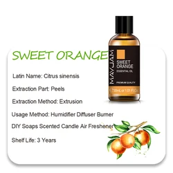 MAYJAM Essential Oils - Aromatic Bliss Collection: Lavender, Jasmine, Eucalyptus, Ylang Ylang, Vanilla, and Tea Tree - 100ML (Sweet Orange Oil)