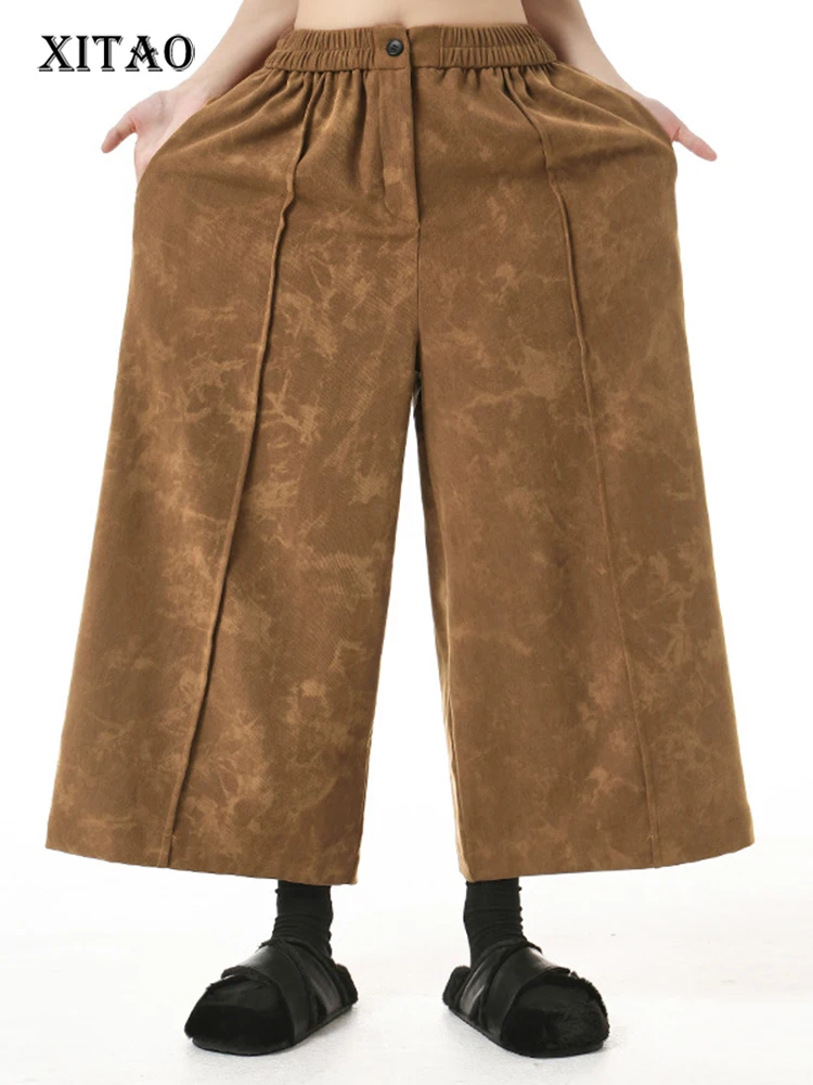 

XITAO Simplicity Casual Women Pants Loose Fashion Ankle-length Wide Leg Pants 2023 Winter Temperament All-match New DMJ3817