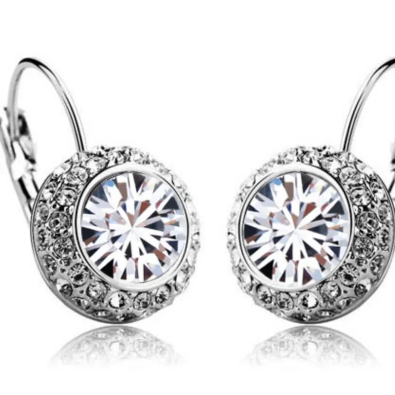 Round moon Crystal Circle Hoop clip earring fashion Jewelry birthday summer wed party lover gift hoop earrings,crystal earrings