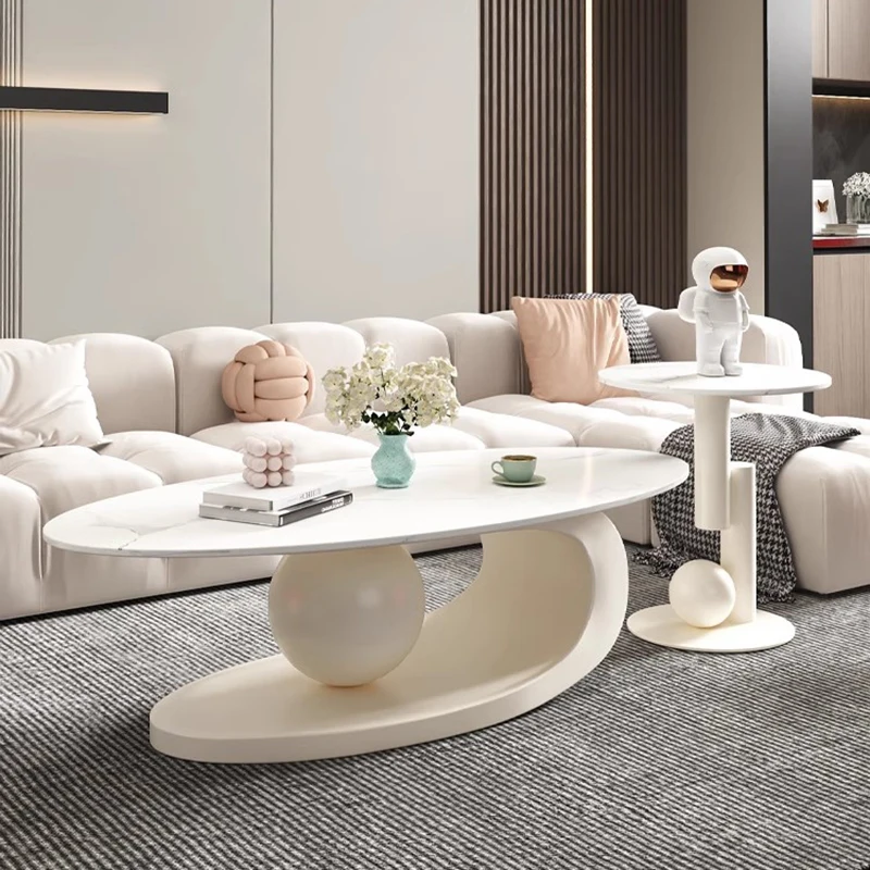

Новый простой современный кофейный столик, домашний итальянский маленький кофейный столик, белые овальные мешки для центров, мебель для гостиной