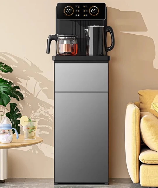 220V Automatic Vertical Water Dispenser Tea Bar Machine With Remote Control Dual Temperature Display Dual Outlet 3