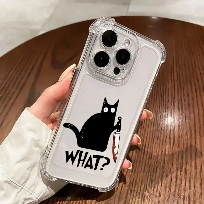 Adorable Black Cat Soft Clear Phone Case Cover