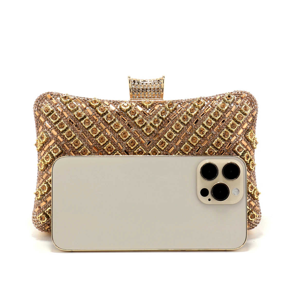 Pochette Sac à Bandoulière Brodée Strass Et Paillettes - Chaîne Vintage Dorée - Fait Main En Inde - Neuf Avec étiquettes