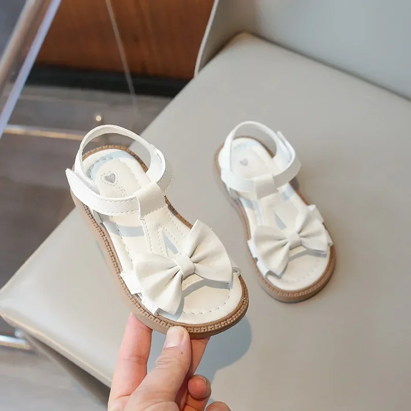 2024 Children Shoes Fashion Designer Bow Soft Soled Sandals Elegant Princess Shoes Versatile Girls Party Dresses Shoes Sandalias 4