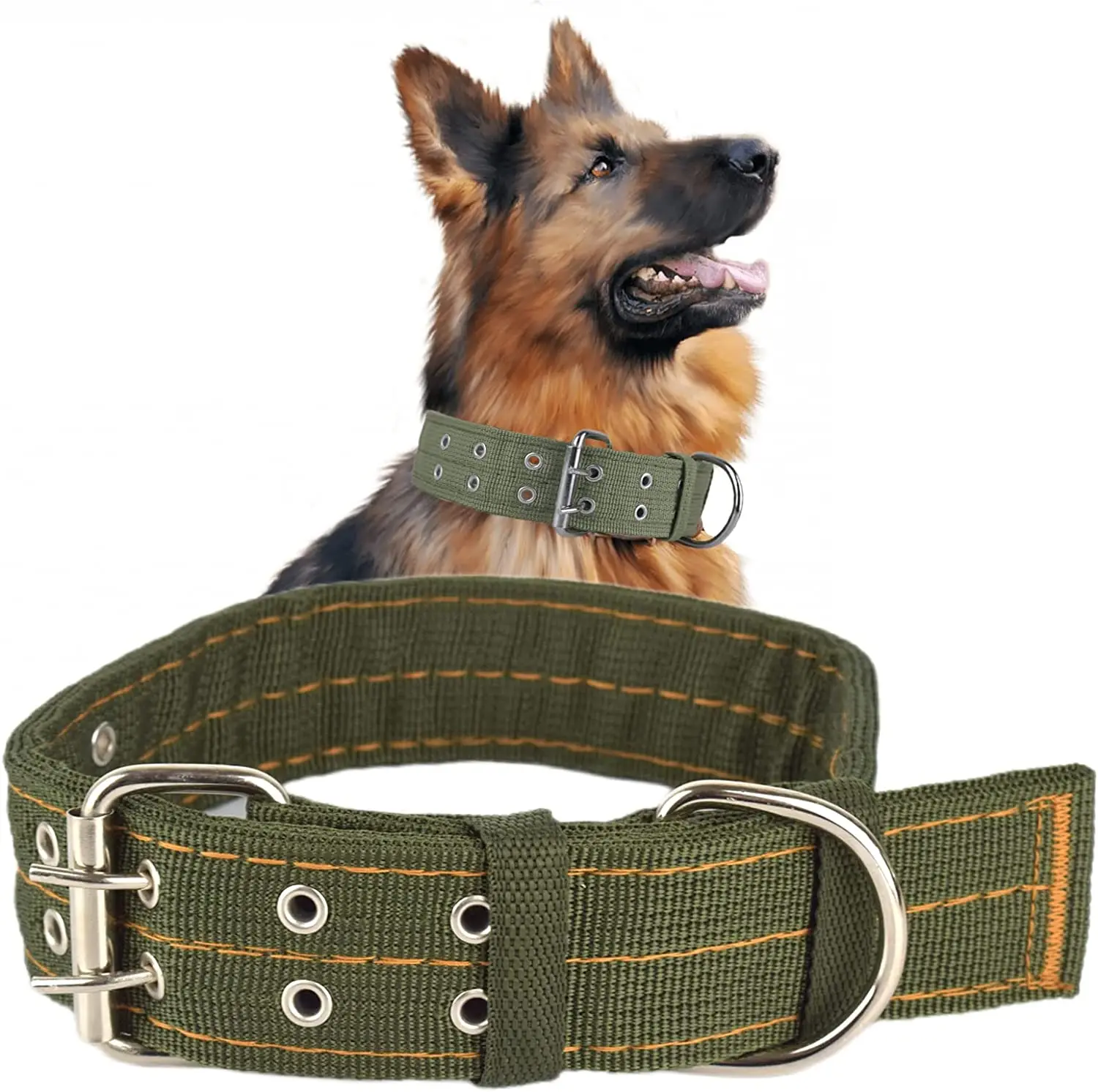 Zware brede militaire dikke halsbanden voor grote honden Verstelbare sterke  nylon tactische halsband voor huisdieren met 2 rijen metalen gesp -  AliExpress, image size:1500x1492