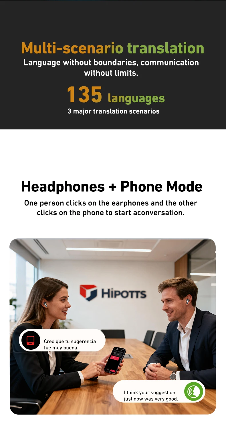 Bluetooth 6.0 Übersetzer Ohrhörer Mit Ki Für 134 Sprachen_voghion.com