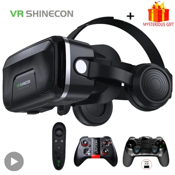 Shinecon-Viar 3D 가상 현실 VR 안경 헤드셋 장치, 헬멧 렌즈 고글 스마트 컨트롤러 스마트폰 전화기