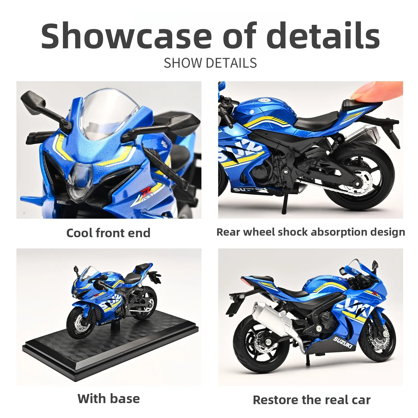 1:18 Scale Motorcycle Model Toy with Shock-Absorber Suspension - Off-Road Autobike Collection