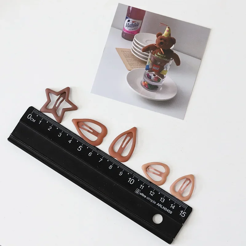 Hair Clips Frosted Simplicity Hairpins for Girls Star Oval Triangle Square Snap Hair Clips 10 Pcs