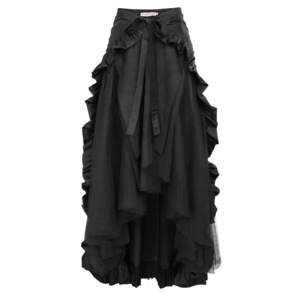 

Scarlet Darkness Women's Gothic Steampunk Skirt Victorian High-Low Bustle Skirt Gothic Bustle Skirt Renaissance Costume Pirate