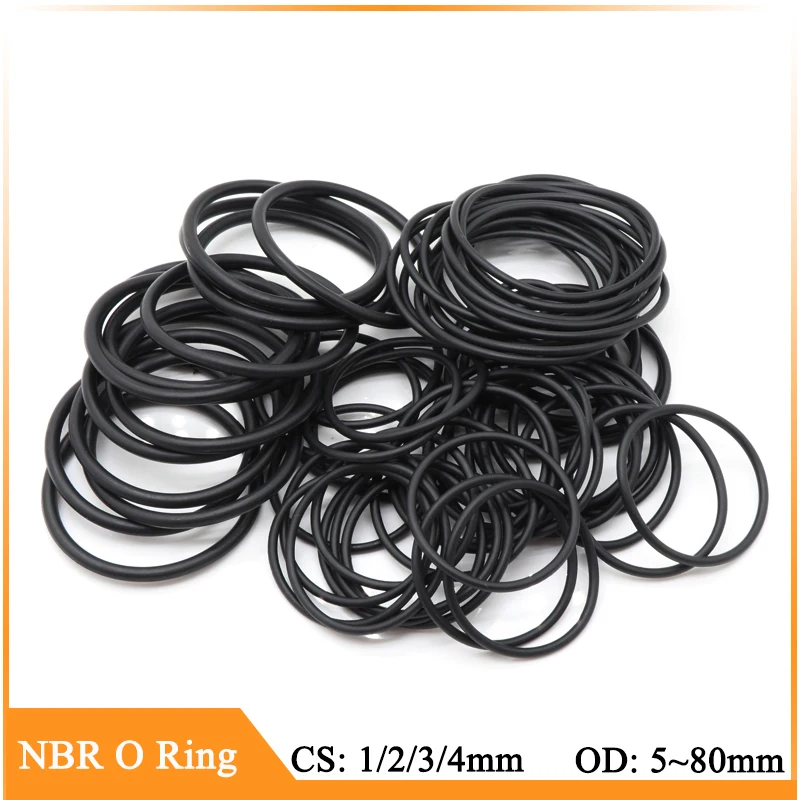 

50pcs NBR O Ring Seal CS 1/2/3/4mm OD 5~80mm Automobile Nitrile Rubber Washer Round O-Type Corrosion Oil Resist Sealing Gasket