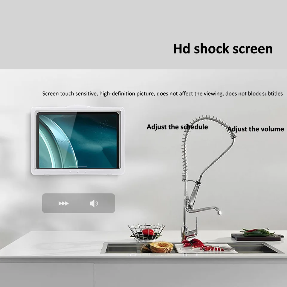 Wall Mount Shower Tablet Titular à Prova d Água Banheiro Tablet Case Touch Screen Chuveiro Tablet Stand Home Auto-adesivo Montagens Prateleira - Imagem 5