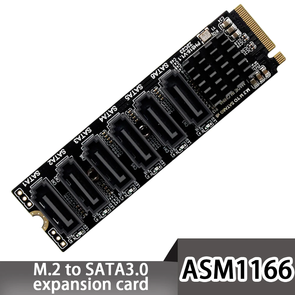 

PCIE TO SATA 6-Port M.2 Sata PCIE Riser Card M2 NVME To Sata 3.0 Expansion Card ASM1166 6GB/S Adapter 6x SATA3.0 Riser Expansion