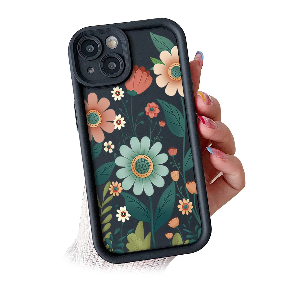 Floral Wrist Chain Lanyard Phone Case with Soft TPU Cover
