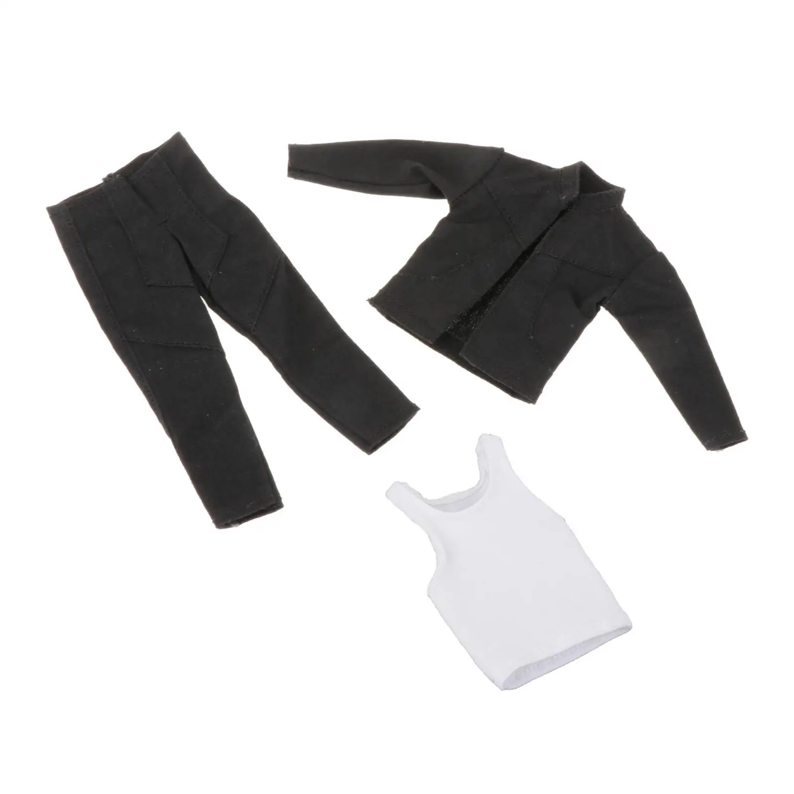 

3x 1/12 Scale Men Figure Jacket Pants Vest Costume Handmade Doll Clothes for 6in Doll Model Action Figures Dress up Accessories
