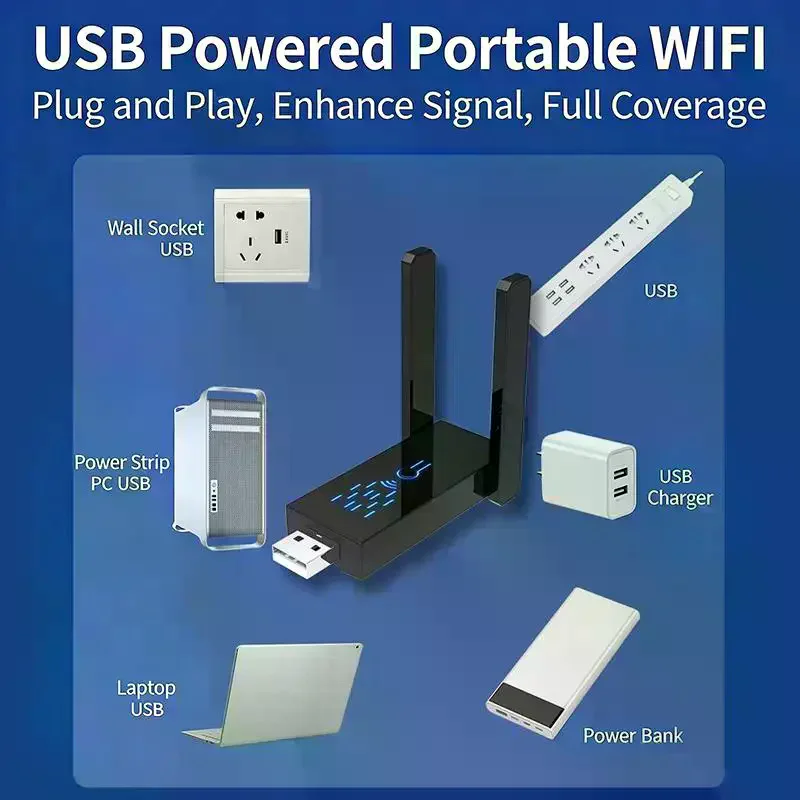 듀얼 밴드 1300Mbps WiFi USB 어댑터 2.4G/5Ghz Wi-Fi 동글 USB3.0 802.11AC PC/노트북용 4안테나 무선 수신기 드라이버 무료