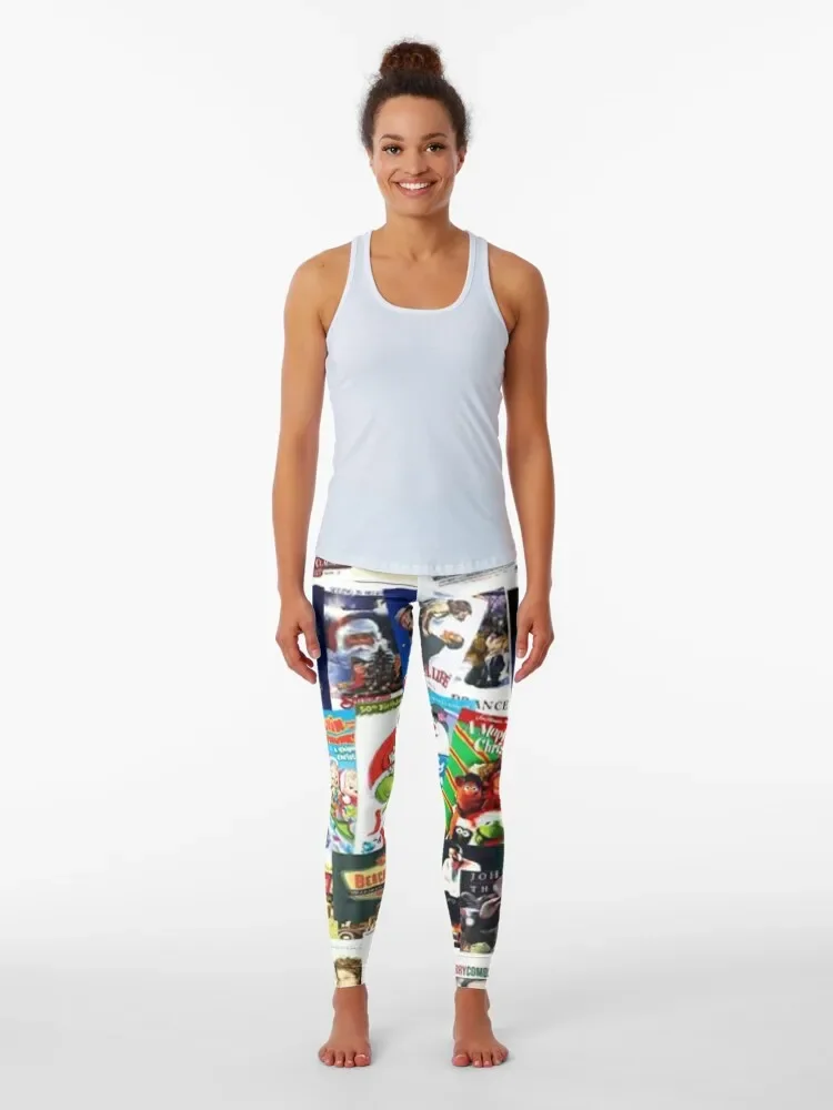 Christmas movie collage Leggings fitness set gym Women's fitness Womens Leggings