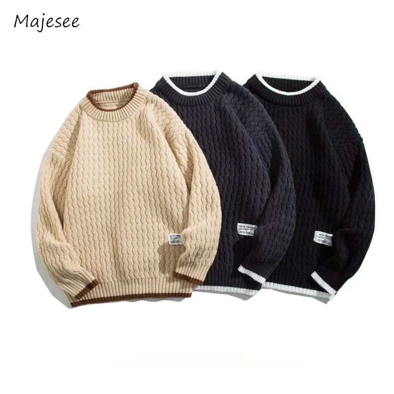 

M-3XL Sweaters Men College Chic Ulzzang Fashion Casual Soft All-match Unisex Teens Knitwear Long Sleeved Clothing Autumn Newest