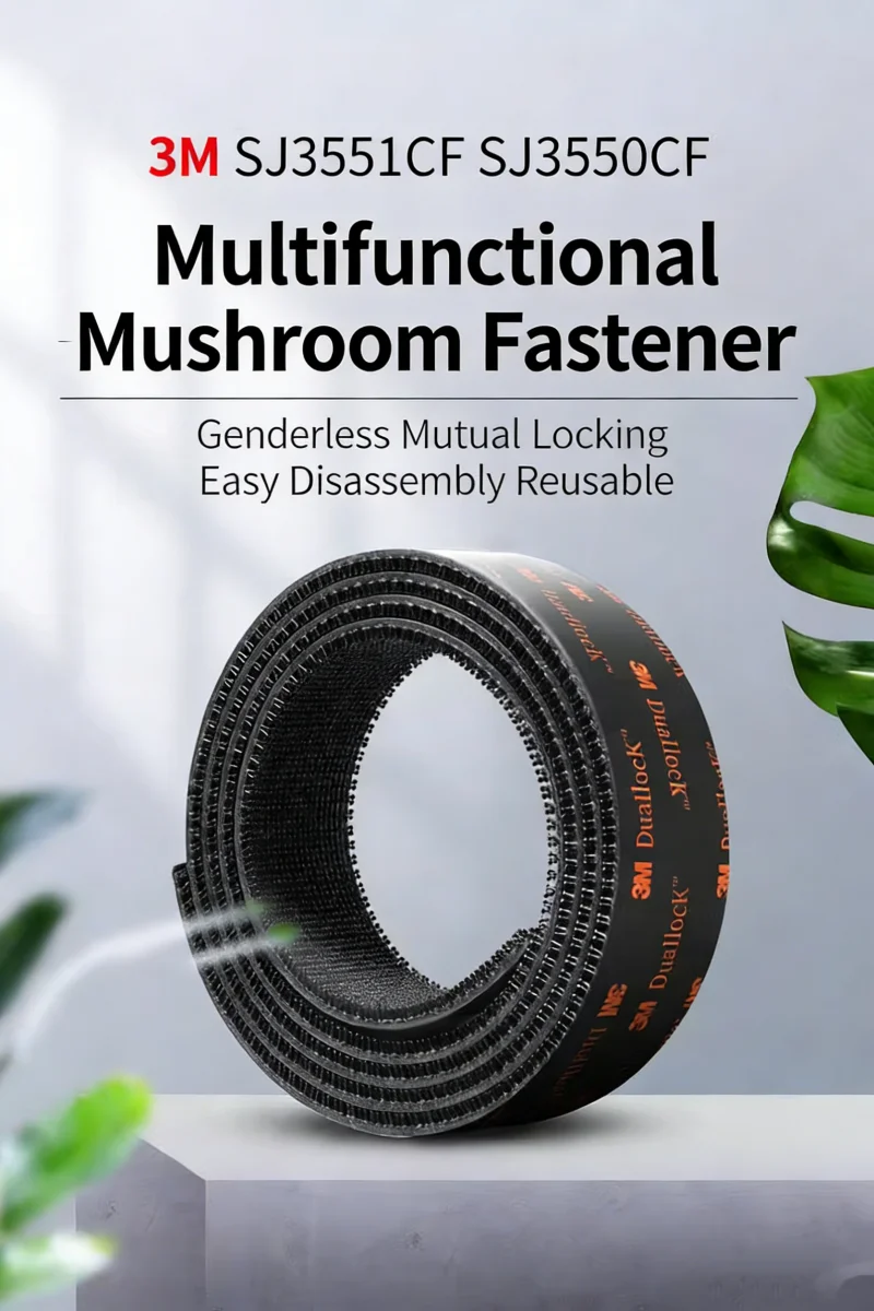 3M SJ3550CF Mushroom Wiederverschließbares Befestigungselement Doppelseitiges Klebeband Dual Lock Schwarz Transparentes Klebeband mit Starker Haftung – Detail 2