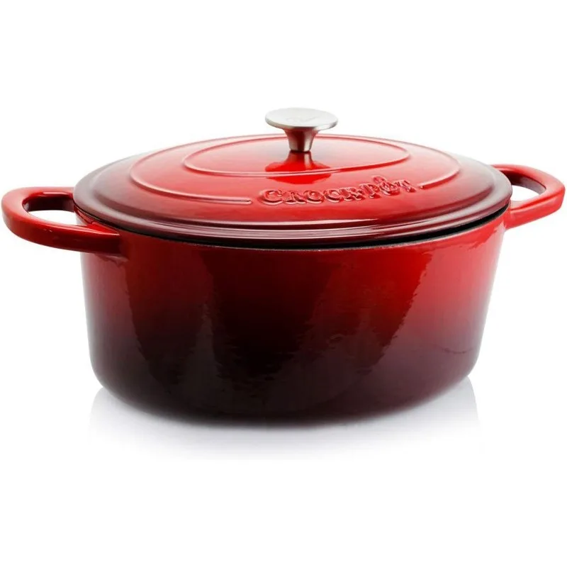 Cast Iron Dutch Oven Artisan Oval Enameled 7-Quart