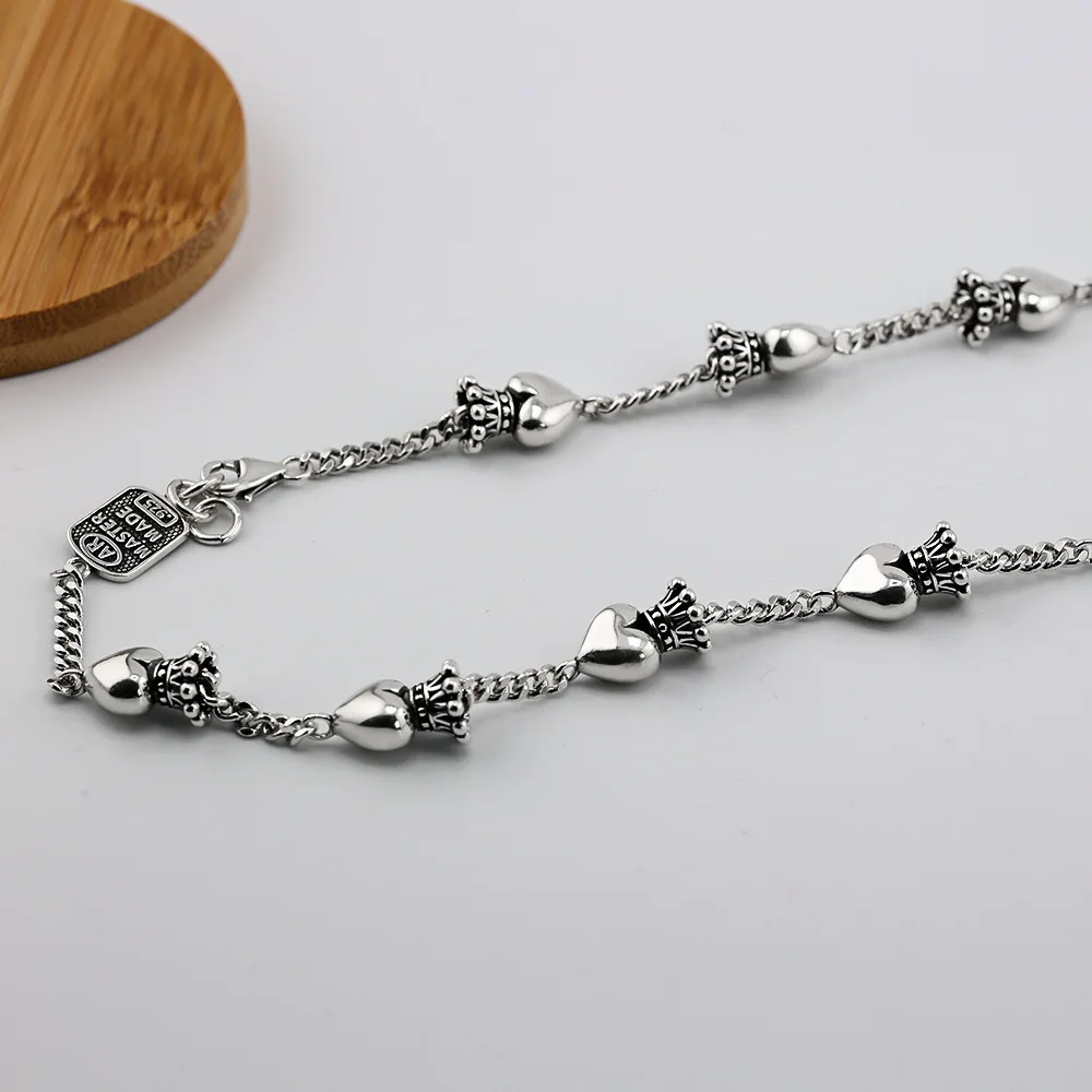 Trendy retro crown love connects wild sweater necklace