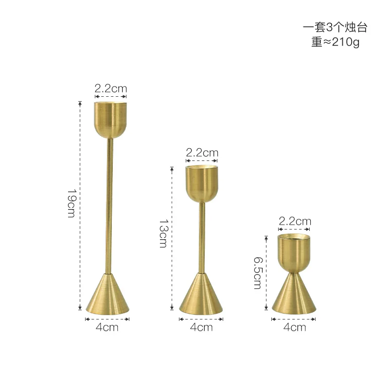 3Pcs/Set Chinese Style Metal Candle Holders Simple Golden Wedding Decoration Bar Party Living Room Decor Home Decor Candlestick
