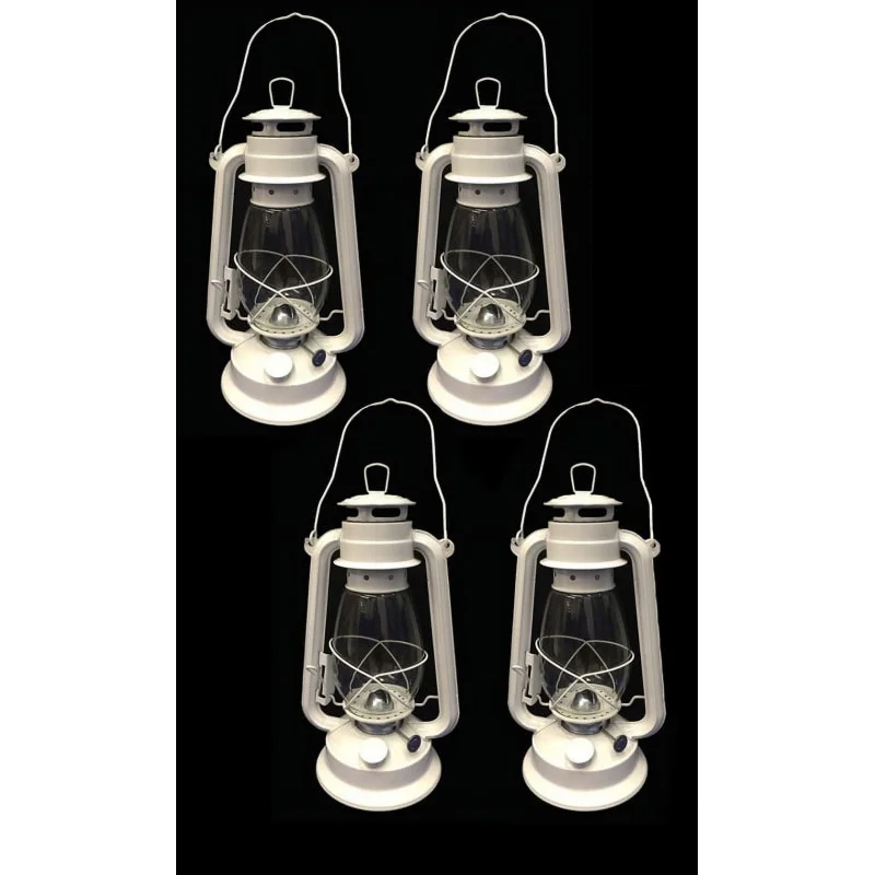 

Lot of 4 - 12 Inch White Hurricane Kerosene Lantern Light Table Decorative Lamp