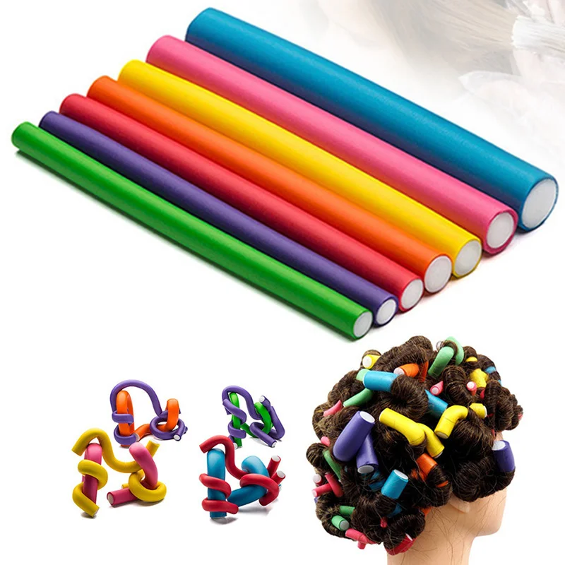 Description Picture 2 of item10Pcs Flexible Hair Curling Rod Hair Curler Make Soft Foam Heatless Curling Rod Bendy Twist Curls Tool DIY Hair Styling Tools