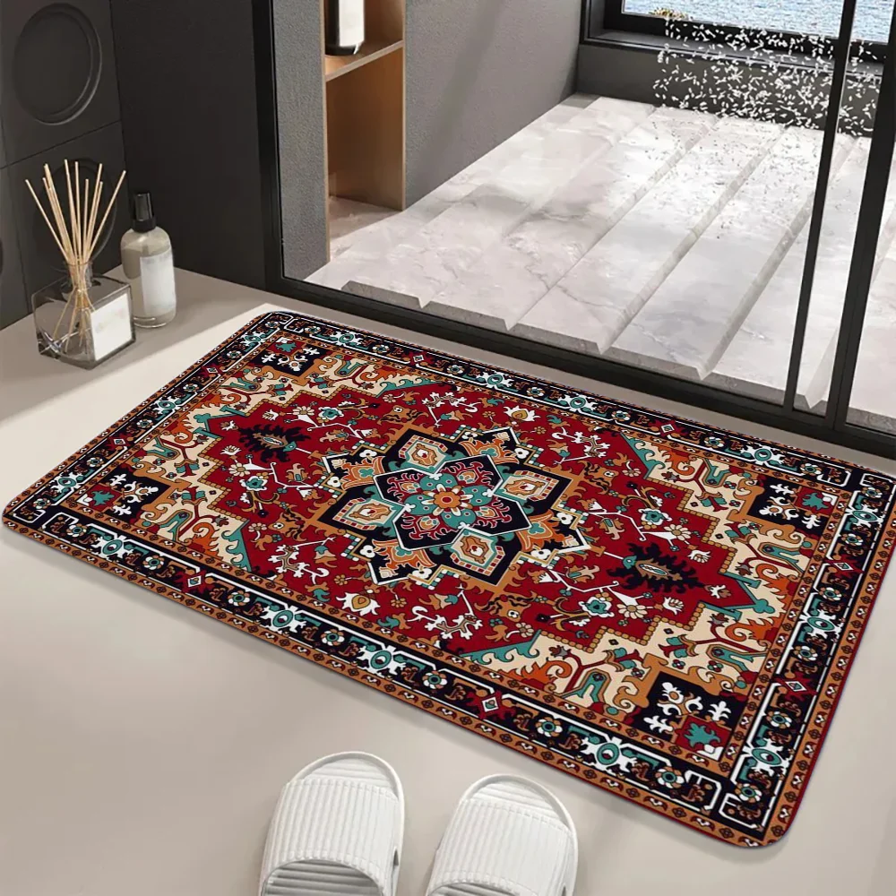 Persian style Floor Mat Kids Room Bedroom Decoration Balcony Anti-Slip Doormat Living Room Welcome Rug 2