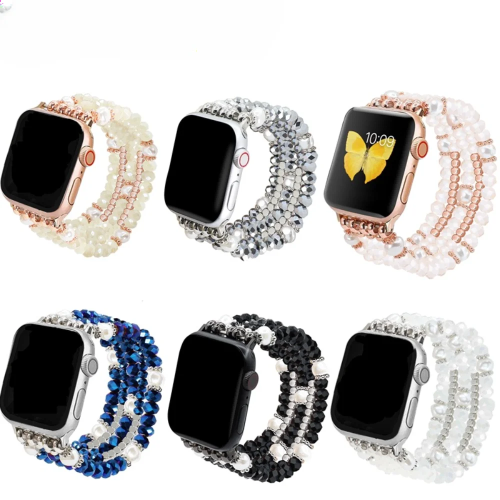 

Suitable For Apple Watch Band Starp For Iwatch 87654 SE 38 40 41mm 42 44 45 49mm Jewelry Pearl Bracelet Wristband