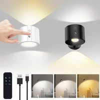LED Mini Magnetic Wall Lamp Dual Head Touch Control Remote Wireless Portable Night Light 360 Rotatable USB Recharge Ambient Lamp 1