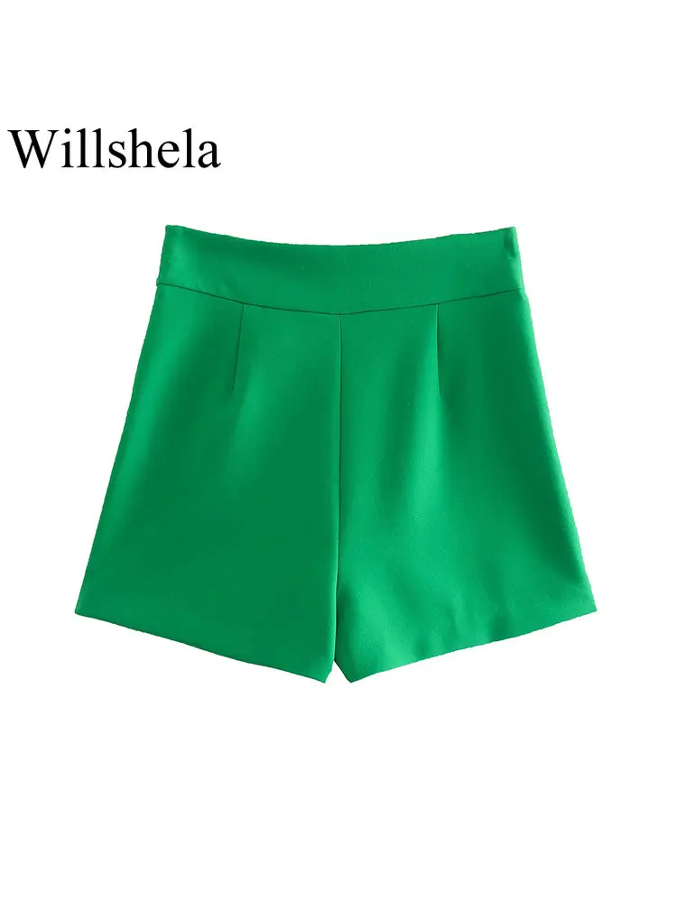 Willshela Women Fashion Solid Skirts Shorts Vintage High Waist Side Zipper  Side Slit Female Chic Lady Shorts - AliExpress