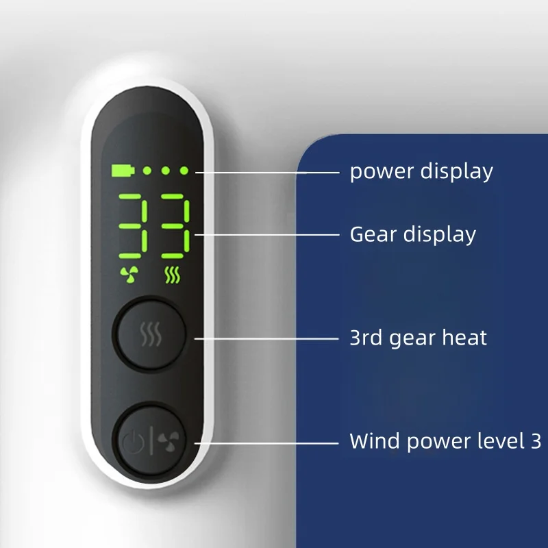 Portable Wireless Hair Dryer USB Charging Display Screen Hair Dryers for Dormitory/Travel Strong Wind Low Noise 3 Gears 2