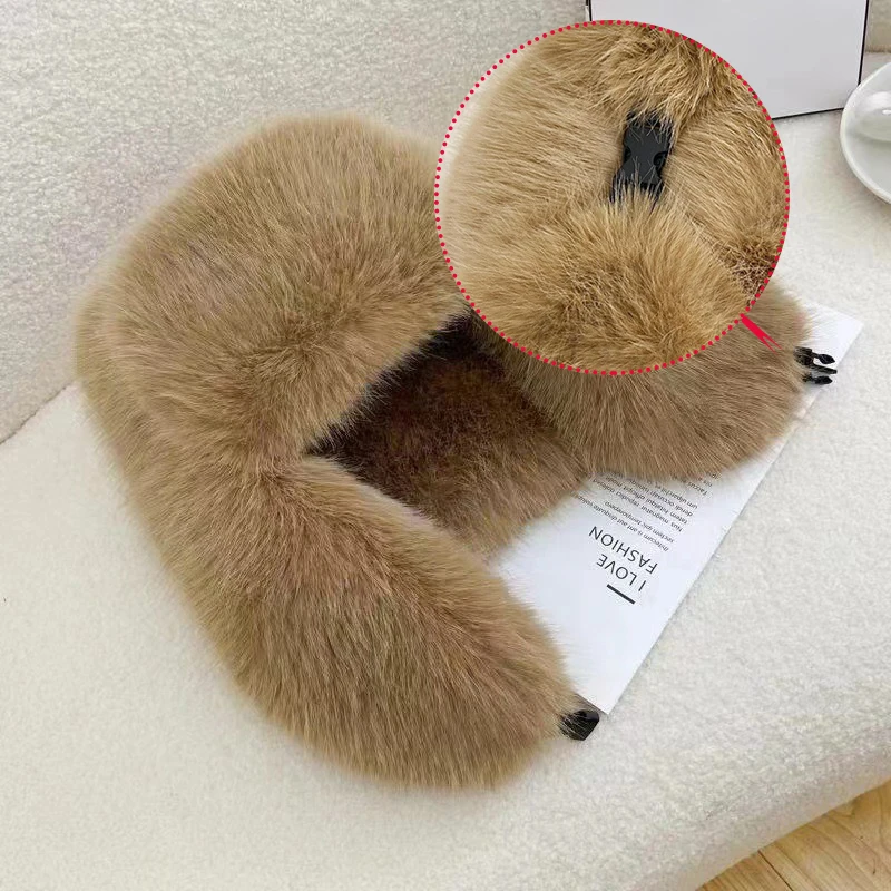Thicken Faux Fur Ushanka Winter Warm Ear Protection Bomber Hat Outdoor Russian Windproof Anti-cold Furry Earflap Hat For Skiing winter hat fur hat