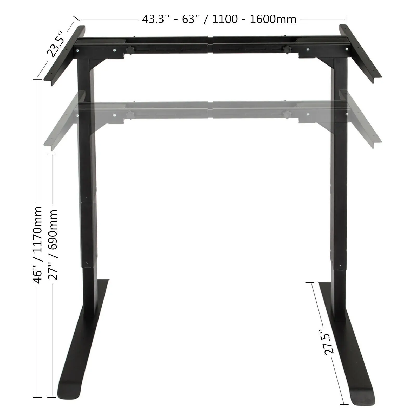 Electric Stand Up Desk Lifting Desk Frame Height Adjustable Standing Ergonomic Dual Motor and Memory Control Home Office