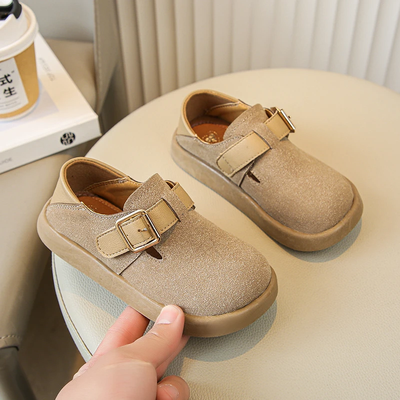 2024 New Boys Casual Shoes Children Fashion Buckle Round-toe Britain Style Girls Loafers Versatile Breatheable Kids Unisex Shoes 4
