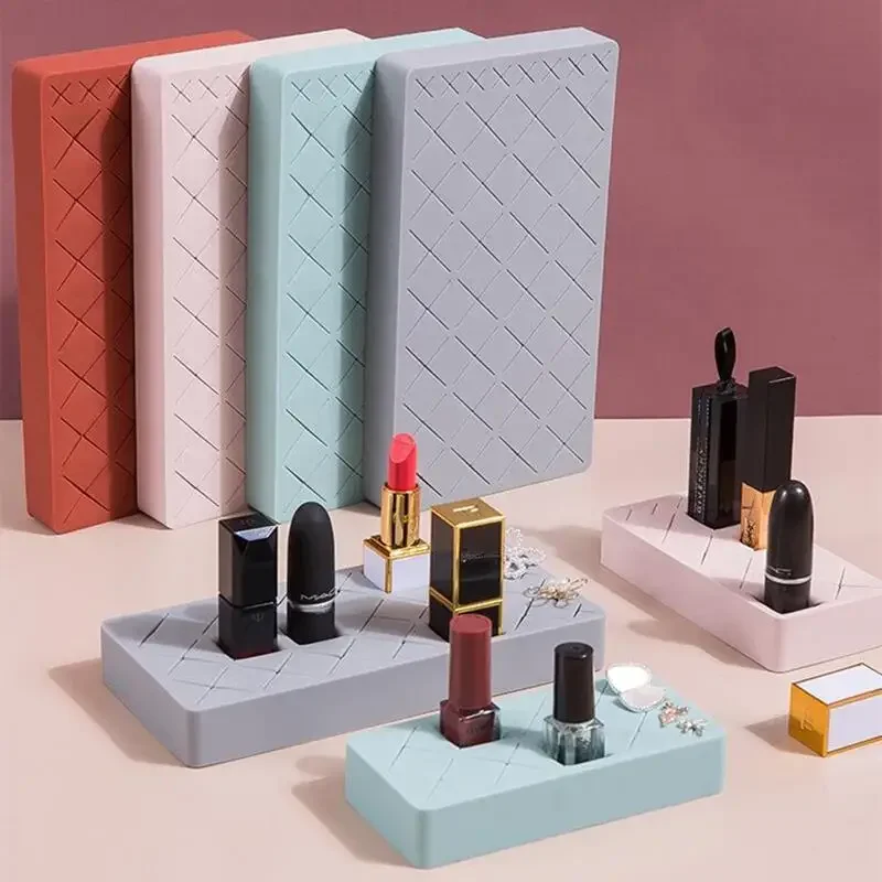 Desktop Makeup Organizer Silicone Lipstick Storage Rack Cosmetic Makeup Box Eyebrow Pencil Display Brush makeup organizer makeup storage box cosmetic storage box storage box