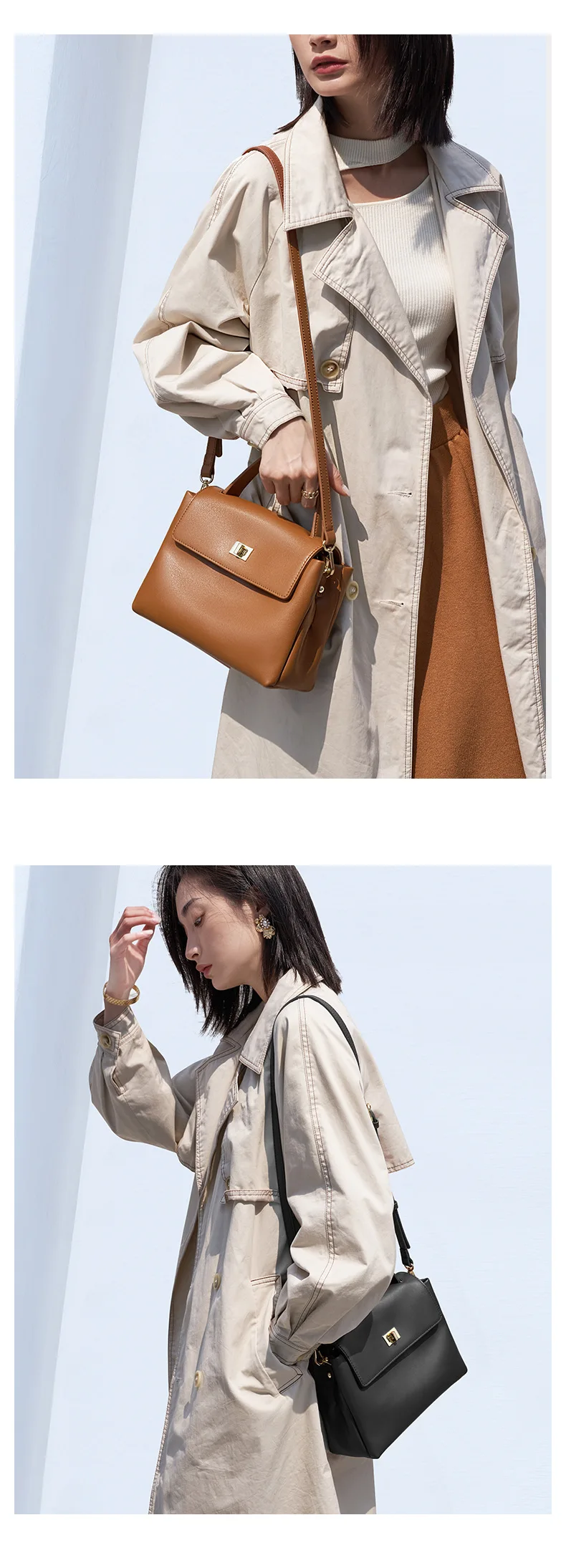Damen Ledertasche Mit Drehverschluss Aus Weichem Rindsleder_voghion.com