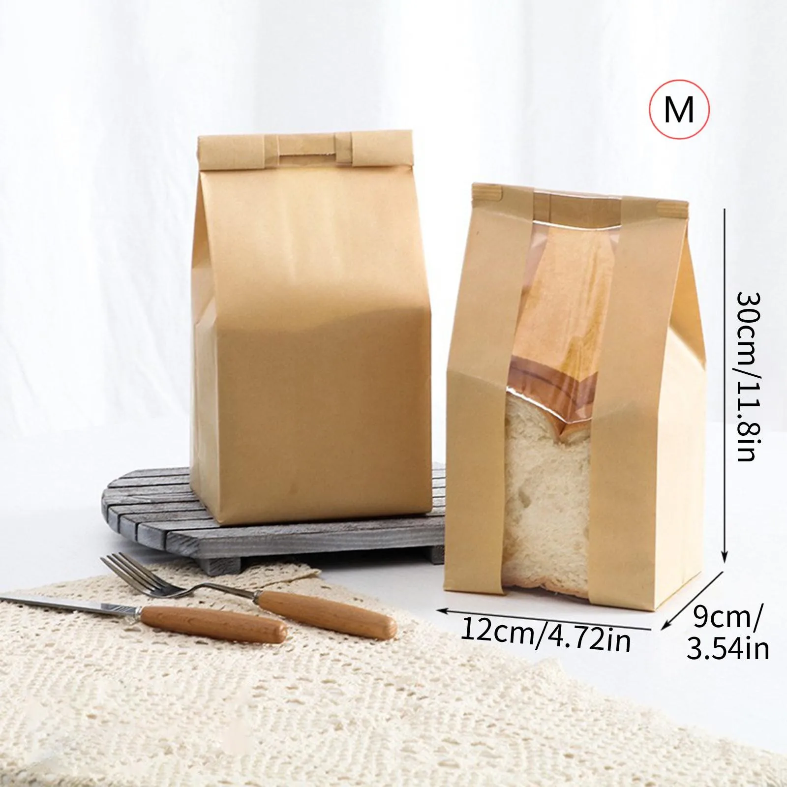 50 Pieces Large Kraft Paper Bread Bags with Transparent Window for Baked Goods, Portabl... - SKU LPBB1228 - UGI Packaging