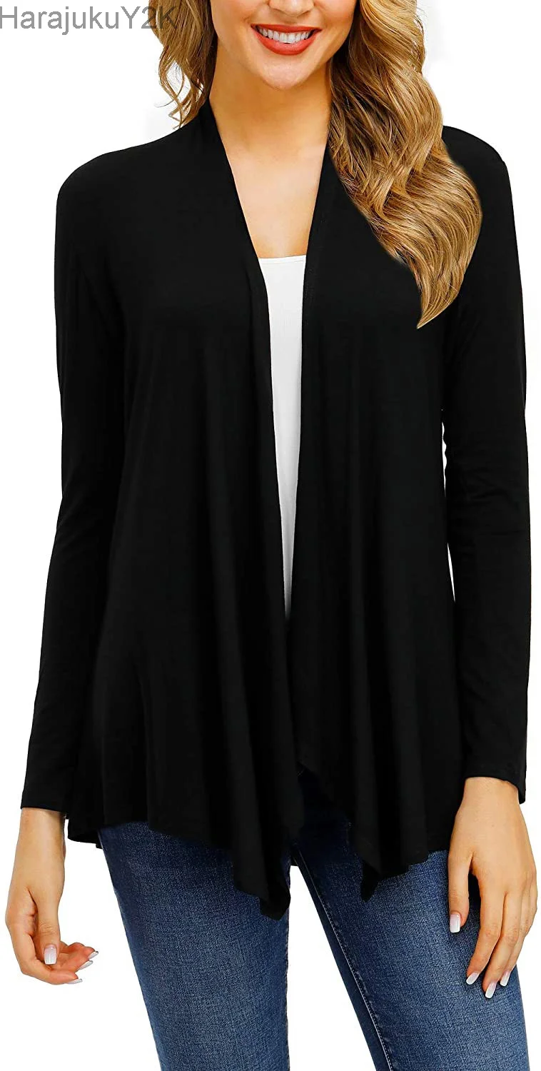

2023 Women's Knitted Solid Color Long Sleeve Pocket Cardigan Top Short Kimonos for Women Woman Fall Clothes