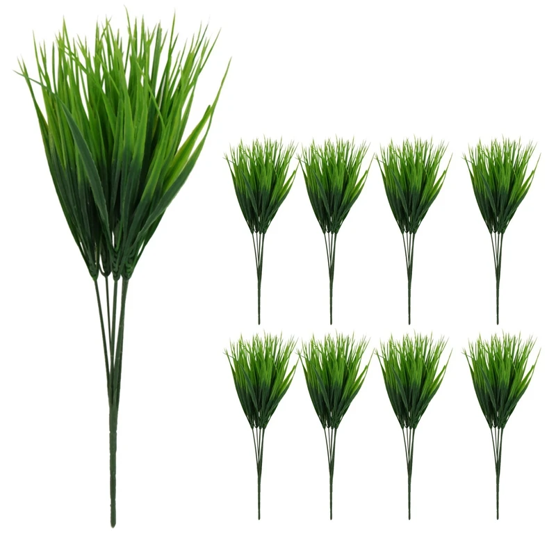 

Искусственная трава, 9 пучков искусственной пластиковой зеленой весенней травы, подходит для улицы, балкона, дома, сада