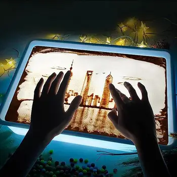 조명 모래 그림 세트, 해변 테이블 놀이, 학교 그림, 어린이 교육 장난감, 유치원 미술 장난감, 창의적인 생일 선물
