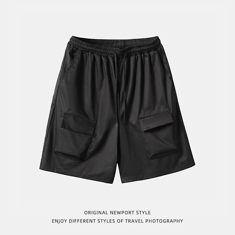 Casual Pants for Men Multi-pocket Summer Thin Loose Knee Length Streetwear High Street Wide Shorts Elastic Waist Cargo Shorts