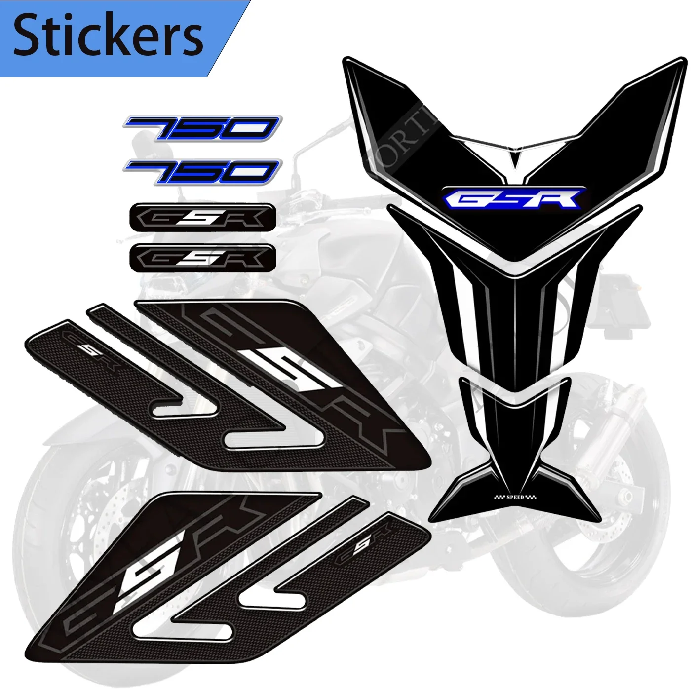 For Suzuki GSR 600 750 GSR600 GSR750 Motorcycle Decals Fuel Oil Tank Pad Side Grips Protection