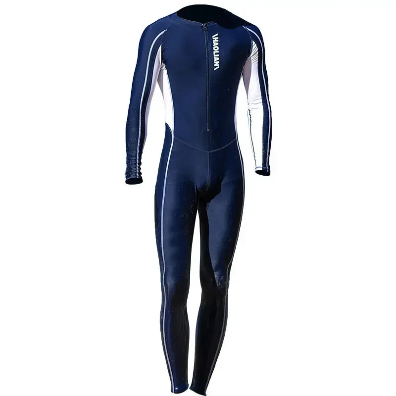 Men's One-piece Swimsuit Professional Training Large Size Long-sleeved Pants Sunscreen Diving Snorkeling Quick-drying