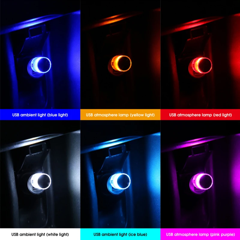 Mini USB LED Car Ambient Night Light Lamp