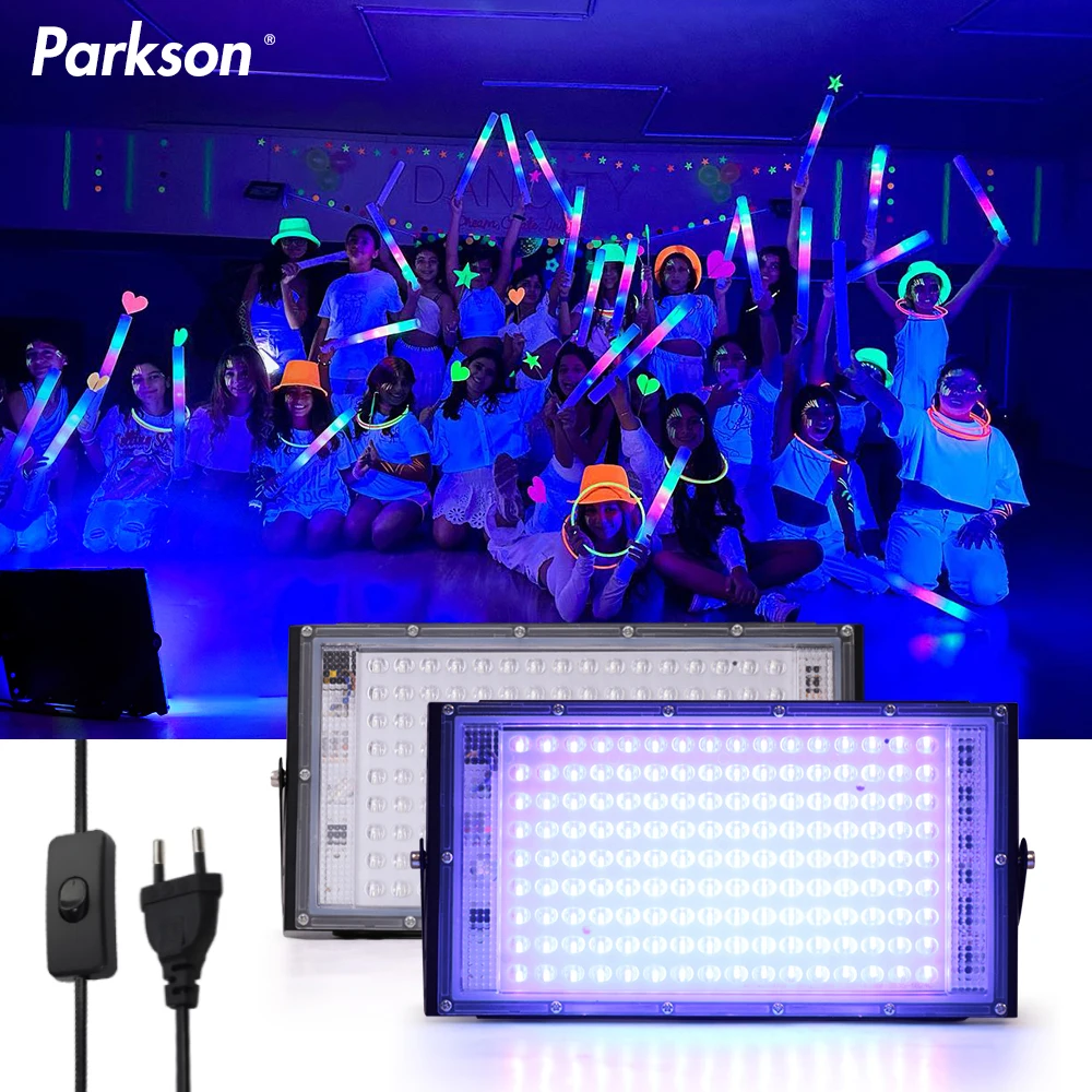 UV Floodlight 50W 100W 150W UV FloodLight 395nm 400nm Waterproof AC220V Ultraviolet Fluorescent Stage Lamp Disco Party LED Stage Blacklight