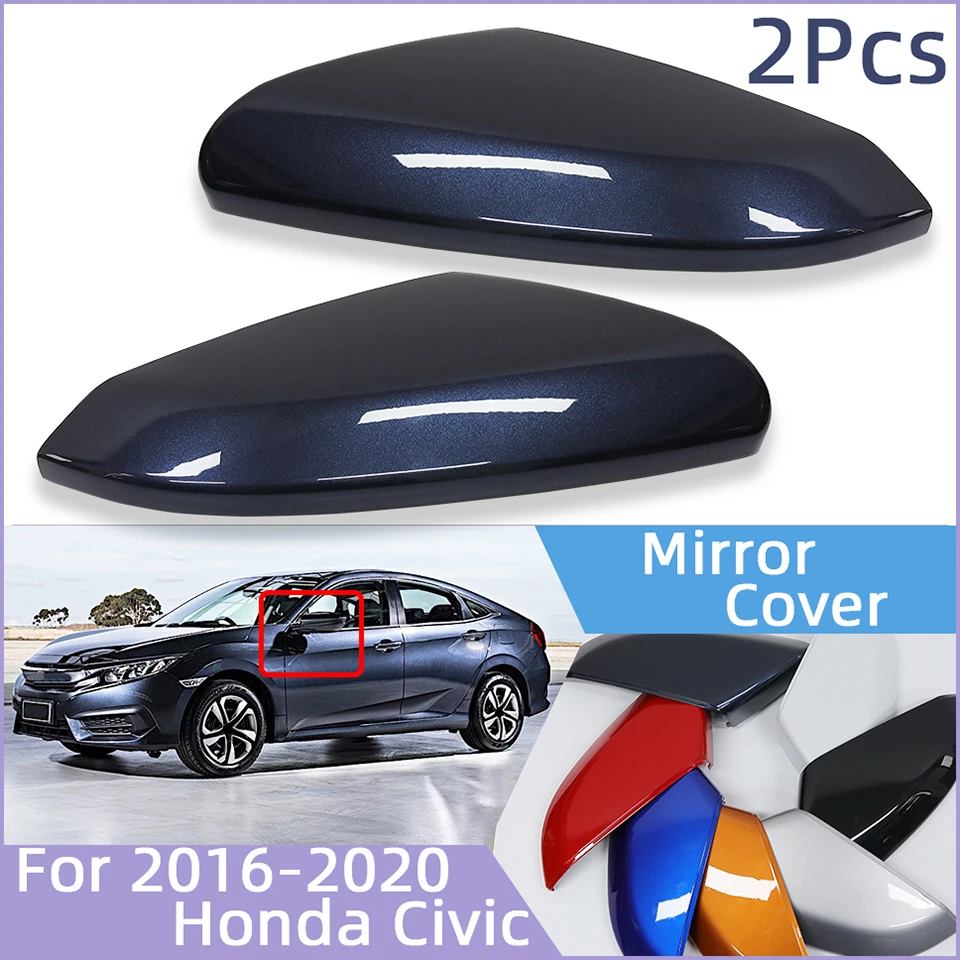

Pair Car Door Rearview Mirror Cover Cap Housing Shell Wing Side Mirror Lid For Honda Civic X 2016 2017 2018 2019 2020 With Color