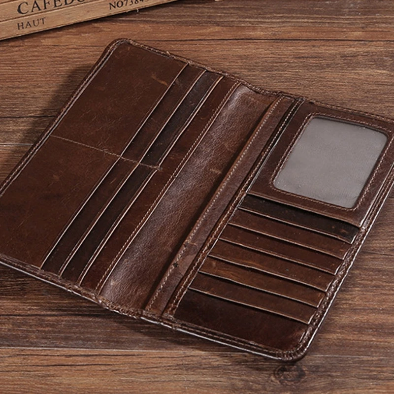 Men's Genuine Leather Long Wallet Bifold Money Card Holder Clutch Purse Hot 6
